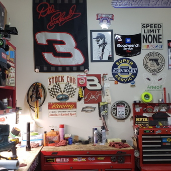 Racing Decor, Tool Chest, and Drill Press Garage - Rick