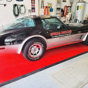Classic Corvette Pace Car on Red Garage Flooring - Michael from Willis, TX