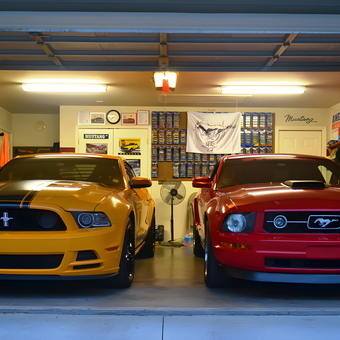 Organized Garage with Mustang Cars and Wall Storage - JHemby from Tulsa, OK