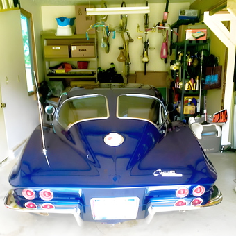 Classic Blue Corvette and Organized Garage Storage - Pure Art from Mercer, PA