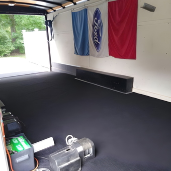 Trailer Interior With Ford Banner and Battery Setup - Brian from Painesville, OH