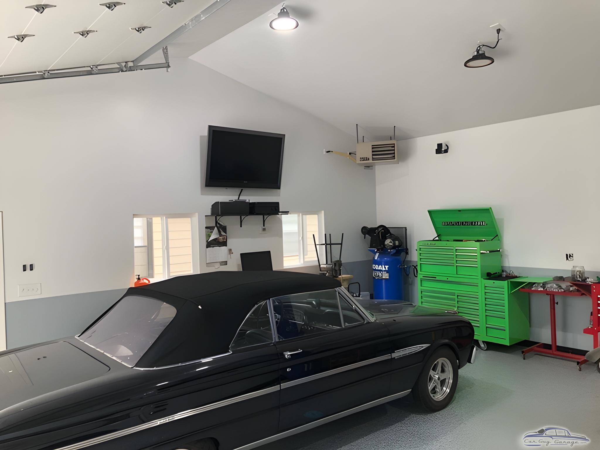 Classic Car Garage with Green Tool Chest and Workbench - team15racing