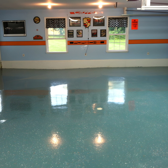 Epoxy Coated Garage Floor and Wall Decor - Mike from Canton, NY