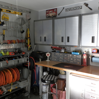 Organized Garage With Metal Cabinets and Tool Storage - Bernie from Cleburne, TX
