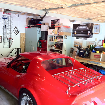 Red Corvette in Organized Garage with Tools and Storage - Kent from Ontario, Canada