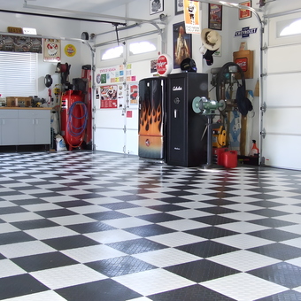 Checkered Tile Garage Flooring and Flame Refrigerator - Rich from Minden, NV