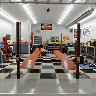 Organized garage with car lift and tool storage - Robert from Tracy, CA