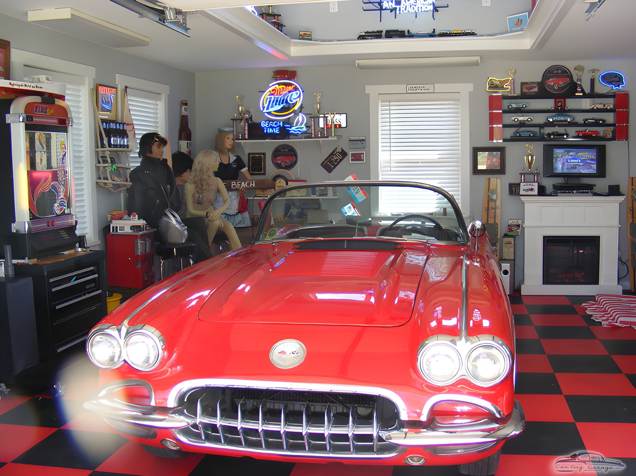 Classic Red Corvette, Neon Signs, and Garage Decor - Bob from Colonial Beach, VA