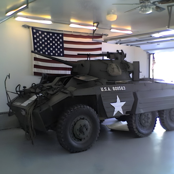 Military Armored Vehicle and American Flag Display - Brian from Sussex, NJ