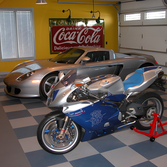 Garage with Sports Car, Motorcycle, and Retro Decor - John from Oakland, MI