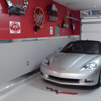 Custom Corvette Garage with Neon Signs and Wall Art - Jim from Cloverdale, CA