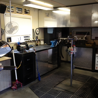 Diamond Plate Cabinets and Organized Workbench Garage - Regan from Alberta, Canada