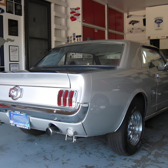 Classic Mustang in Decorated Garage with Ford Signs - Tony from La Salle, CO