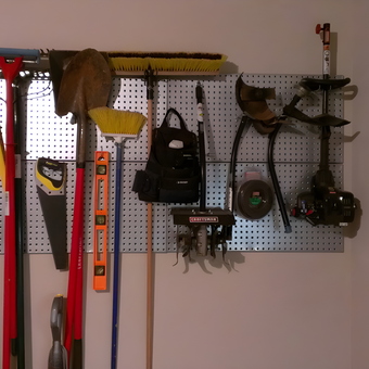 Garage Pegboard Tool Organizer with Yard Tools - Brett from Edmond, OK