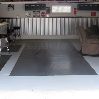 Organized garage with workbench stools and flooring mats - Dave from Stillwater, MN