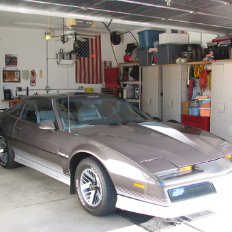 Organized garage with classic Trans Am and storage cabinets - Gary from Brownstown, MI
