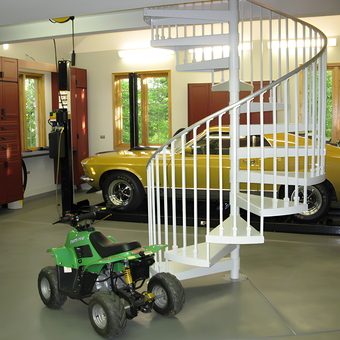 Spiral Staircase, Car Lift, and Storage Cabinets Garage - T. from New Lenox, IL