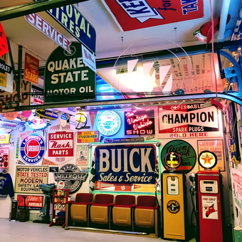 Vintage Garage Signs and Gas Pumps Display - Lance from Seattle, WA