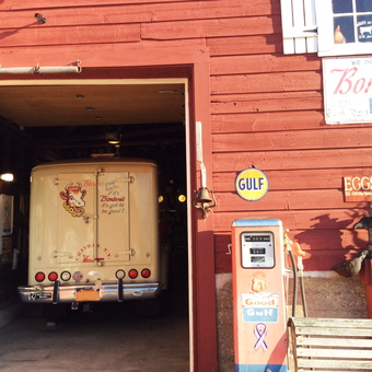 Vintage Gulf Gas Pump and Classic Delivery Van Garage - GM from Rye Brook, NY