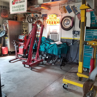 Well-Equipped Garage with Engine Hoist and Neon Sign - Duane from Lansing, IA
