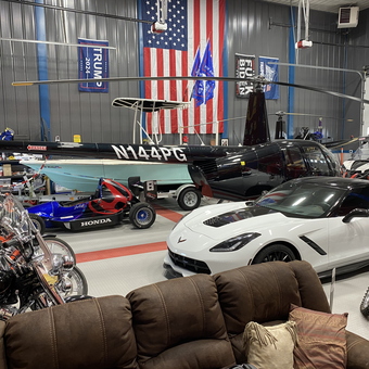 Luxury Garage with Helicopter, Corvette, Motorcycles - Dave from Post Falls