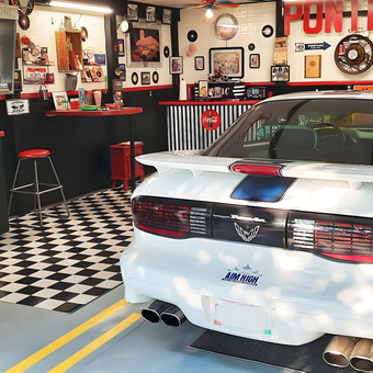 Pontiac themed garage with classic decor and Trans Am - Mike from Bucyrus, OH