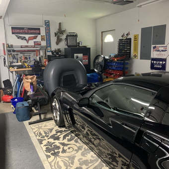 Organized Corvette Garage with Workbench and Storage - Phillip from Chesapeake, OH