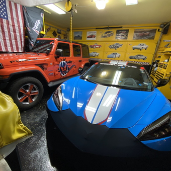 Colorful Garage With Corvette Decor and Tool Storage - Tweety from Lewisville, TX