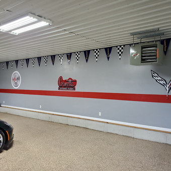 Corvette Garage Decor with Wall Art and Banners - Tom from Fostoria, OH