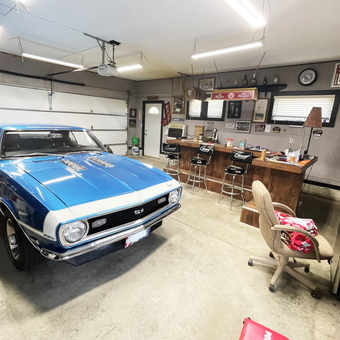Classic Blue SS Camaro and Home Bar Garage Setup - Skinny from Cedarville, IL