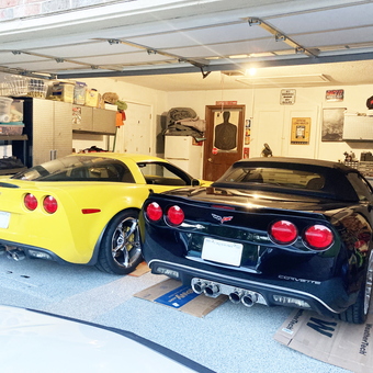 Organized Garage with Corvettes and Storage Cabinets - Kathy from Edmond, OK
