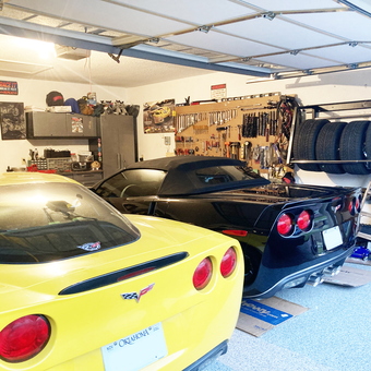 Organized Corvette Garage With Wall Storage and Tire Rack - Kathy from Edmond, OK