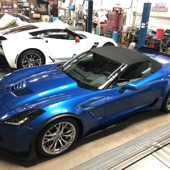 Corvettes on Car Lifts with Tool Cabinets - VJ from Booker, TX