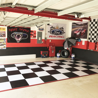 Checkered Garage Flooring and Racing Decor - George from Ruskin, FL