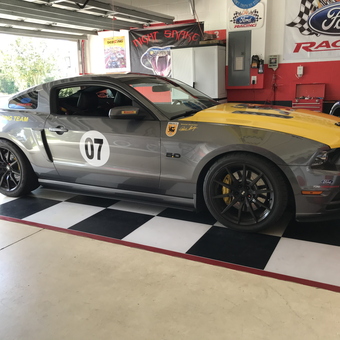 Race Car Garage with Checkered Floor and Ford Decor - George from Ruskin, FL