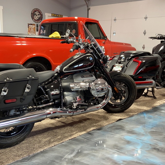 Classic Red Chevrolet Truck and Two BMW Motorcycles - Rhys from East China Township, MI