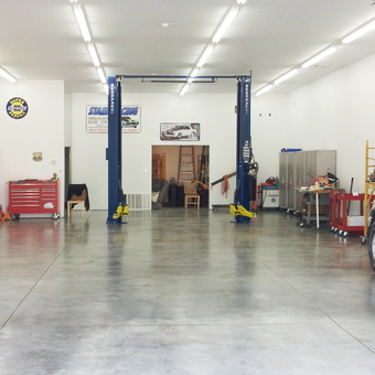 Spacious garage with car lift, tool chests, and cabinets - David from Wichita, KS