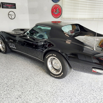 Classic Corvette in Epoxy Garage with Wall Decor - Mark from Conover, NC
