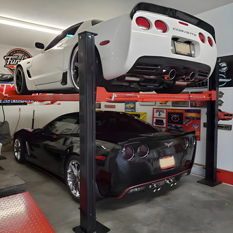 Corvette Garage with Car Lift and Wall Decor - Barry from Topeka, KS