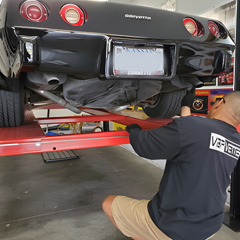Classic Corvette on Car Lift in Home Garage - Barry from Topeka, KS