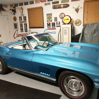 Classic Corvette in Decorated Garage with Signs - Mark from Oak Harbor, OH