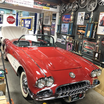 Classic Red Corvette and Garage Decor Display - Gary from Miami, FL