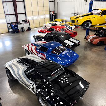 Classic Race Cars and Garage Lift Display - Sam from Montgomery, TX