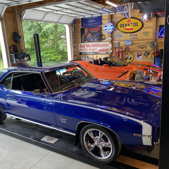 Classic Camaro SS on Lift with Neon Signs - S. from Georgetown, PA