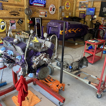 Hot Rod Garage with Engine Stand and Wall Signs - S. from Georgetown, PA