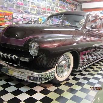 Classic custom car in checkered floor garage - Roger from Greendale, WI