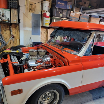 Classic Red and White Truck Restoration in Garage - Mark from Fountain, CO