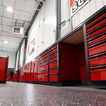 Red Garage Cabinets and Tool Chests - All Finish Racing