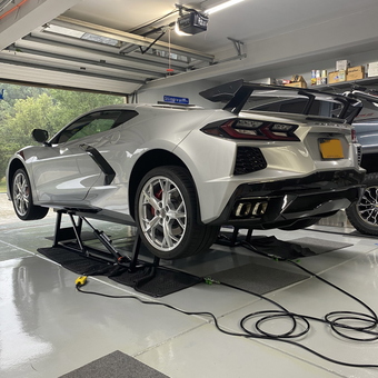 Corvette on Portable Car Lift in Clean Garage - DogMan816 from East Aurora, NY
