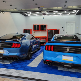 Modern Garage With Blue Mustangs and LED Lighting - Dan from Mckees Rocks, PA